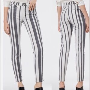 Hudson High Waist Barbara Jeans Black and White Striped Skinny Jeans